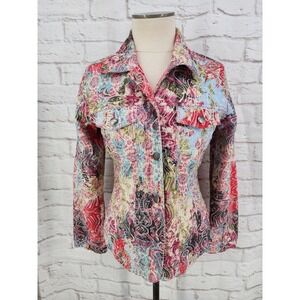 Analogy Maximalist Jacket Artsy Embroidered Watercolor Colorful Boho Size Medium
